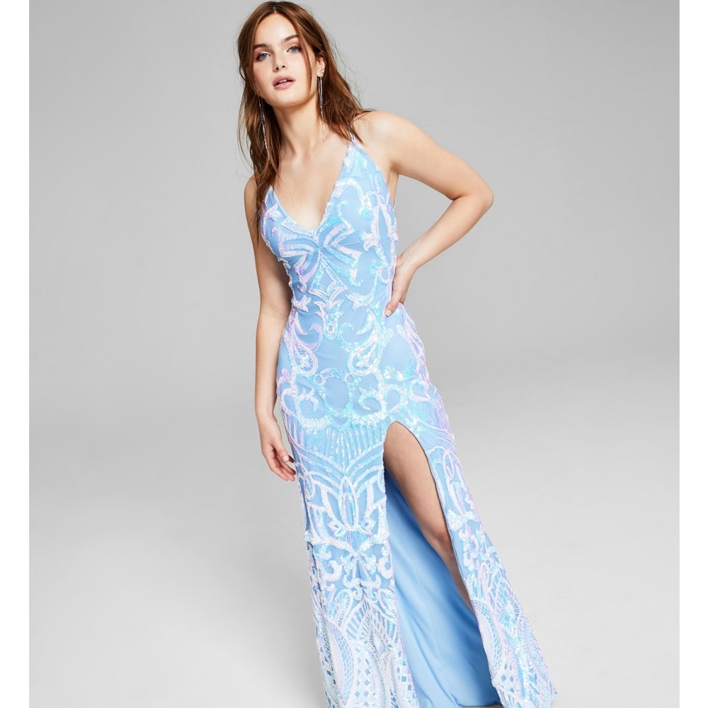 Blonde Nights Junior Size 15 iridescent blue prom gown
